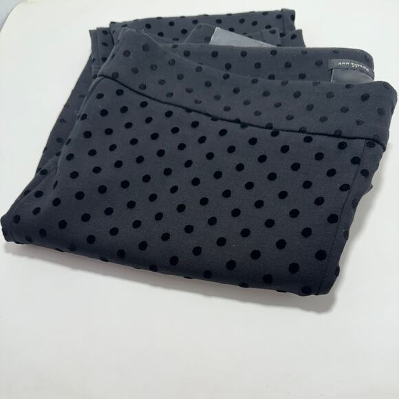 Ann Taylor Ponte Ankle Pants Black Slim Stretch Flocked Dot 10 Minimalist - Picture 13 of 14